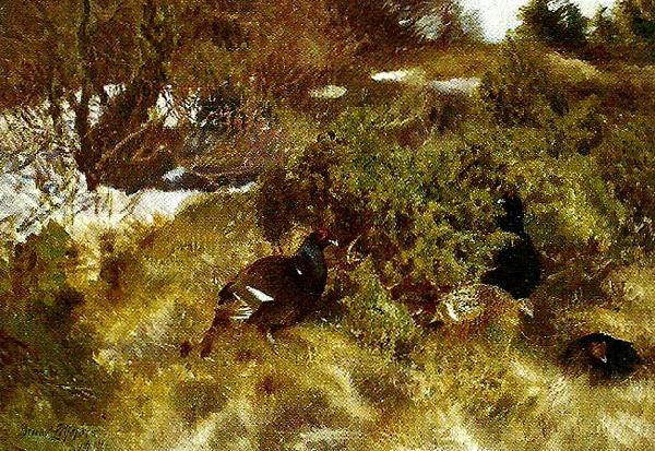 bruno liljefors landskap med orrar, tidig var china oil painting image